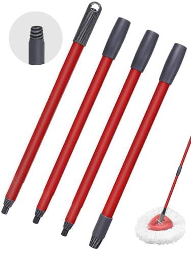 1 PCS Spin Mop Handle Replacement Compatible with Vileda Spin Turbo/Turbo Smart/EasyWring, Four Section Adjustable Mop Stick Only for Cleaning Floors
