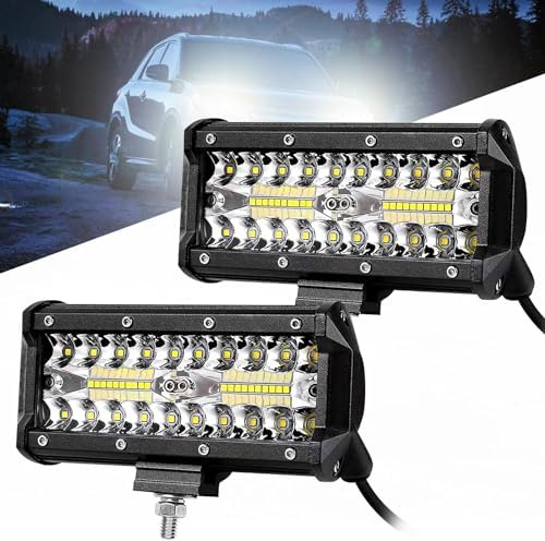 Bordeag - Faro de trabajo LED de 240 W, barra de largo alcance IP67, foco e inundación, luces adicionales para motocicleta, tractor, coche, camión Quad