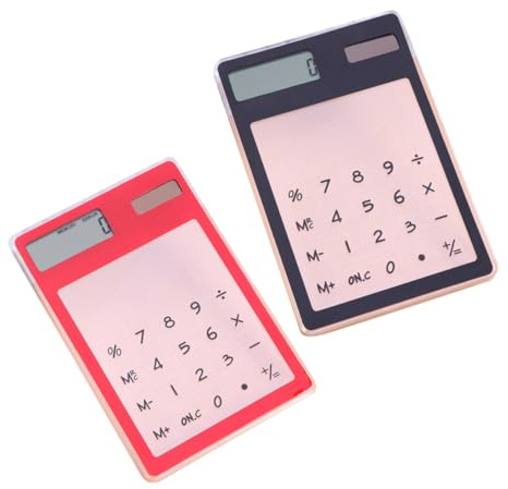 OFFSCH Calculatrice Tactile Ultra-Mince en Plastique, 2 Pièces, Écran 8 Bits, Légère et Facile à Utiliser, pour Bureau et École