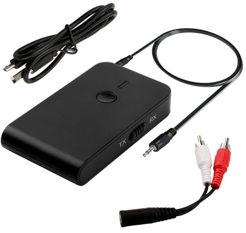 Receptor de audio Bluetooth 5.3 mejorado para altavoces, adaptador inalámbrico para sistemas estéreo para el hogar y el coche con conector RCA de 3.5 mm, conexión de dispositivo dual de 20 horas de