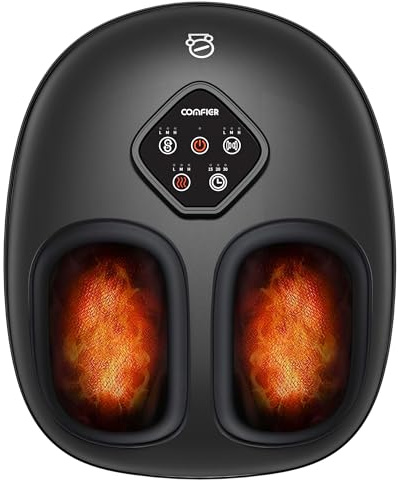 COMFIER Masseur de pieds Shiatsu 2025 avec chaleur, compression, pétrissage et roulement, masseur de pieds pour neuropathie, fasciite plantaire, amélioré pour les pieds plus grands (taille 14), maison