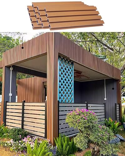 Cloture Jardin Exterieur Clôture Décorative à Lattes pour Terrasse de 6 Pieds de Hauteur, en Composite de Bois et de Plastique Texturé Cannelé Très Résistant, Écran de Jardin D'intimité de Taille Pers
