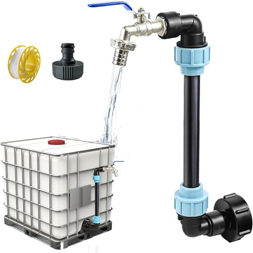 ACAREY IBC Outlet Tap Brass IBC Tank Accessories, Gooseneck Outlet Tap for 1000L Rainwater Tank IBC Tank Connector, Rain Barrel Water Butt, IBC Container S60 x 6 3/4 Inch Tap