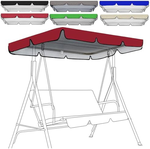 Hollywoodschaukeln Ersatzdach Reißfest 210D Oxford Gewebe Wasserdicht Anti UV Staubdicht Hollywoodschaukel Dachbezug,Sonnendach für Hollywoodschaukel (Size:195 * 125 * 15cm,Color:rot)
