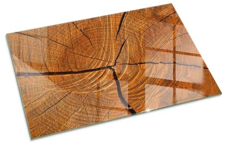 Piastra per camino e stufa 100x70 cm cm Resistente alle Alte Temperature Resistente a Scintille Design Elegante Protezione del Pavimento di Vetro Temperato Rotonda - Venatura del legno