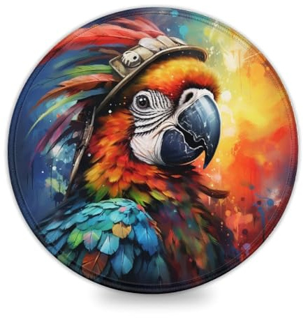 LLONGKT Tapis de Souris Rond de Jeu Pirate Parrot (8 Pouces) pour Ordinateur Portable, Bureau, Maison, Accessoire de Bureau, Gadget