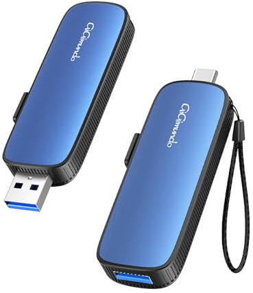 GiGimundo Externe SSD 512GB, mit bis zu 1073 MB/s USB-Stick, External Hard Drive mit Dual USB C + USB A USB Stick 3.2 Gen2 Portable SSD for iPhone 15/16/17/PS4/Android Phone/Tablet/Laptop/Mac, Blau