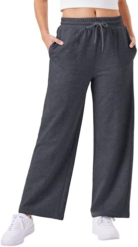Friptspyg Mujeres Pantalones con Bolsillos Pantalones de Jogging Pantalones de Deporte con Cuerda Elástica, Gris Oscuro XXL