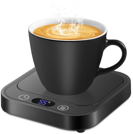 Wrymish Scalda Tazza USB, Scaldalatte con 4 Temperature(45 °C/55 °C/65 °C/80 °C), Scaldacaffè intelligente con Spegnimento Automatico di 8 Ore, Scaldatazza da Scrivania per Caffè Cioccolata Calda Tè