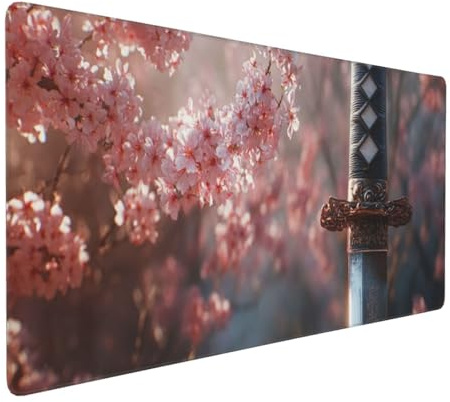 Grande Alfombrilla Ratón XXL 1200x400mm, Cuchillo japonés Alfombrilla Ratón Gaming, Antideslizante Mouse Pad XXL con Bordes Cosidos, Mejora la Precisión y la Velocidad, para Oficina/Jugador P14338