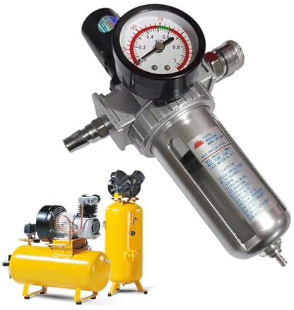 Regulador de Filtro de Aire - Separador de Agua para Compresor con Manómetro | Aire y - Separador Reforzado para Talleres Industriales
