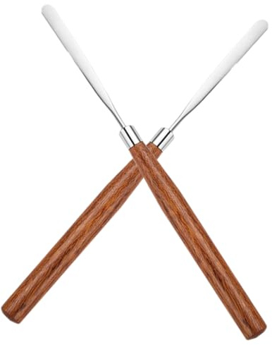 PACKOVE Cosmetic Stirring Stick and Makeup Mixing Rod 2pcs Wood Handle Beauty for Foundation Mixing Travel and Professional Use