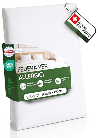 Welldora ǀ 2er-Set Premium Milbenbezug Kissen 80x80 ǀ Allergiker Kissenbezug fachärztlich getestet ǀ Premium Encasing mit Reissverschluss ǀ Allergiker Bettwäsche