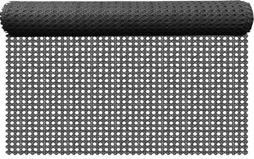 ALLINKIT Rollo de cincha de bastón de 24 pulgadas de ancho, hoja de ratán negro de 3.3 pies de largo, tela de ratán de polietileno tejida a mano para reparación de cestas de muebles, manualidades