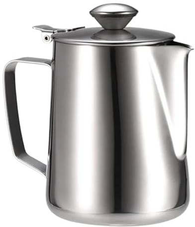 Pichet Lait Pichet à mousser en acier inoxydable avec couvercles, bouilloire de barista, tasse crème(2000ml)