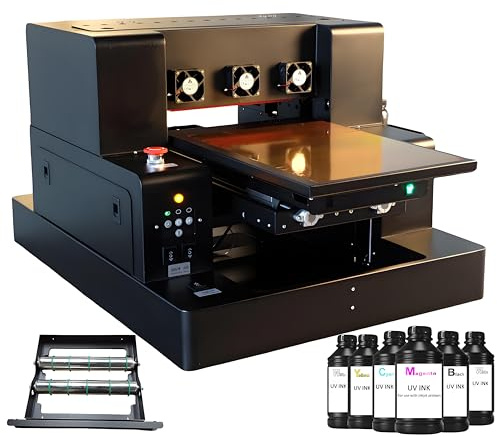 PEIXU A4 UV Drucker A4L805 Tintenstrahl-Multifunktionsgeräte Farbe Flatbed Printer Flaschendrucker,mit L805 Druckkopf,2880 * 1440dpi,für Den Druck von Telefonhüllen,Leder,Acryl,mit Tinte