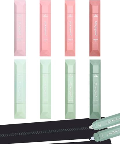 8Pcs Rubans Correcteurs & Colle à Ruban Adhésif Double Face(Rose+Vert) | 5M*6mm Roller Colle，6M*5mm Souris Correcteur Blanc avec Capuchon Protecteur, pour Scrapbooking, Album Photo,Scolaire,2-in-1