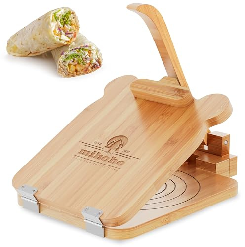Tortilla Press 10 Inch Bamboo Tortilla Maker, Mexican Tortillera Presser Homemade Flour Tortilla Press for Mexican Tortillas Roti Burrito, Taco Pataconera (Wood)
