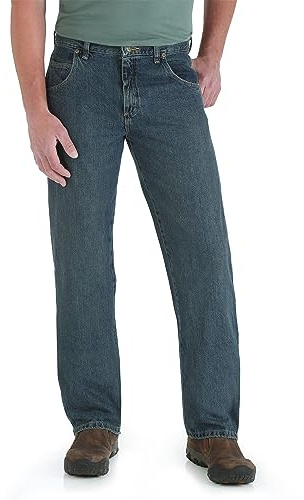 Wrangler Relaxed Straight Fit Jeans för män, Rugged Wear, avslappnade, rak passform, 36W / 32L
