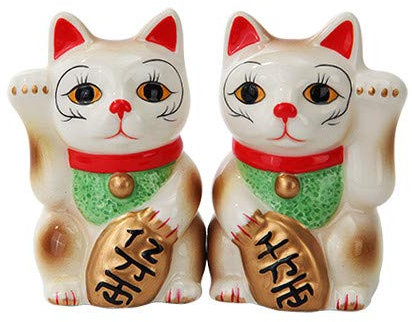 Salt & Pepper Shakers Set - Maneki Neko New Ceramic Gifts 10395