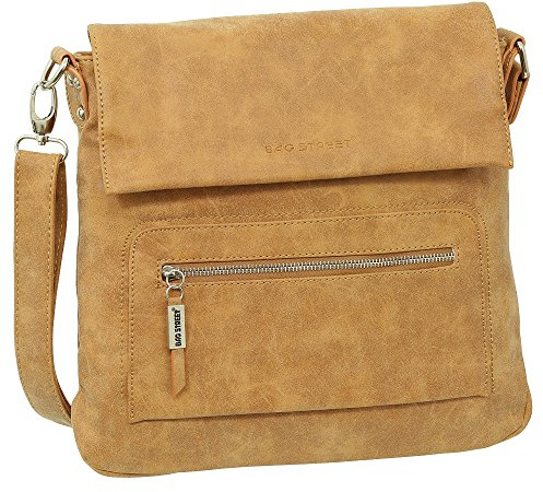Ledershop24 Geschenkset - Handtasche Schultertasche Umhängetasche Wildleder-Imitat Used Look Farbe Cognac