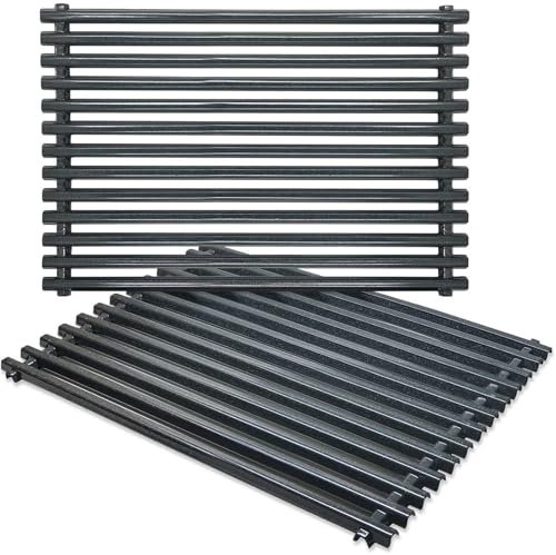 GFTIME 7525 Griglie in Porcelain Steel Pezzi di Ricambio per Barbecue per Weber Spirit Serie 300,Spirit 700,43,8x30cm Griglie per Argento genesi Oro B/C Griglia a Gas(con manopola Laterale),Set di 2