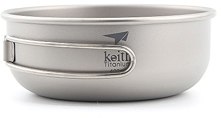 Keith Tazón de titanio de 300 ml – 600 ml ultraligero camping vajilla picnic cuencos portátil mango plegable (Ti5324-400 ml)