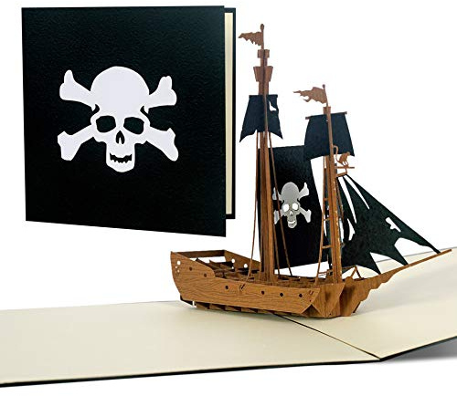 Diese-Klappkarten Geburtstagskarte zB für Jungen, Glückwunschkarte mit Piratenschiff, Einladungskarte für einen Kindergeburtstag, Karte zum Geburtstag, Kinder, Mitbringsel oder Mitgebsel, B15