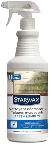 STARWAX Nettoyant Décrassant pour Toitures, Murs, et Sols Extérieurs - 1L - Une Formule Performante pour Nettoyer et Décrasser sans Efforts