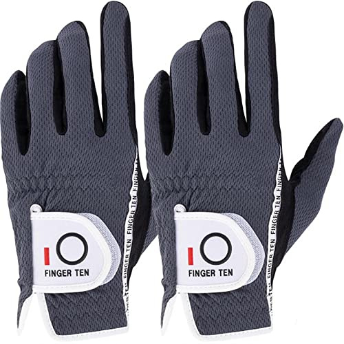 Golfhandskar herr vänster höger golfhandske värde 2 stycken (inget par) golfhandske vänster höger hand handskar för män golfare, allväder mikrofiber regn grepp (mörkgrå XL, vänster)