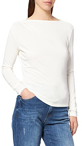 NA-KD Camisa de Manga Larga drapeada para Mujer, Blanco Crema, L