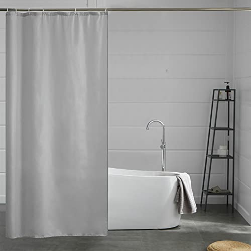 Furlinic, Tenda da doccia in tessuto di poliestere antimuffa, impermeabile, lavabile, di colore grigio, dotata di nastro piombato, adatta per ambienti umidi, 100 x 200 cm