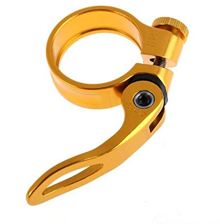 NSGJUYT 34.9mm MTB-Fahrrad-Sattel Sattelklemme Schnellspanner Mountain Road MTB-Fahrrad-Sattelstütze Sattelklemme Tube-Clip (Color : Gold)