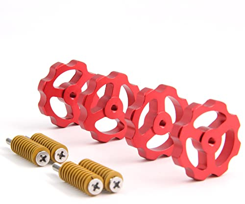 Zeberoxyz 4STÜCKE Upgrade Red Aluminium Hand Twist Nivelliermutter Durchmesser 38mm + Hot Bed Matrize Feder + M4 Schrauben für CR-10/CR-10S/Ender-3/Ender 3 Pro/Ender5
