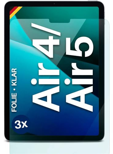 moex FlexProtect Schutzfolie kompatibel mit iPad Air (4./5. Generation) Displayschutz nur 0.2 mm dünn, Folie für das Display, HD Ultra klar und extra kratzfest - 3 Stück