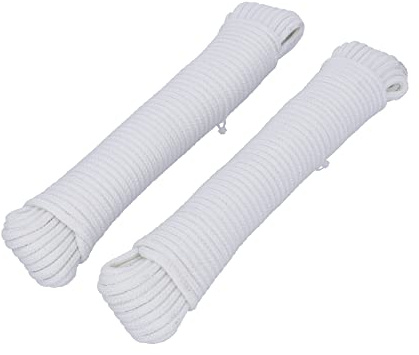 HELPMATE – 2X Nylonseil – 5 mm x 15 m weiß selbstleuchtend – Allzweckseil für Bastelarbeiten & Outdoor‑Aktivitäten – geeignet als Spannseil, Zeltschnur oder Wäscheleine