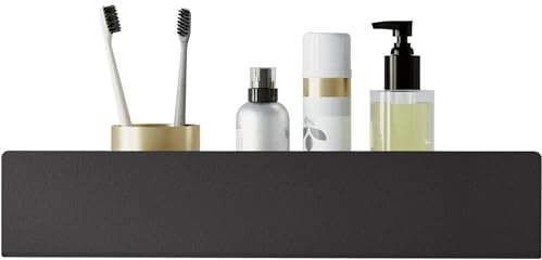 DABSTORY Duschablage Badregal Bohren Duschkorb Organizer für Dusche und Badezimmer Halterung Duschregal Edelstahl Klein Bad Duschhalterung Wandhängend Regal Matte Finish Schwarz 25cm
