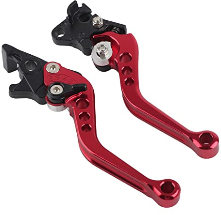 TKSE Motorcycle Brake Lever, 1 Pair Universal CNC Aluminum Motorcycle Clutch Drum Brake Lever Handle for Scooters Electric Bike(Red)