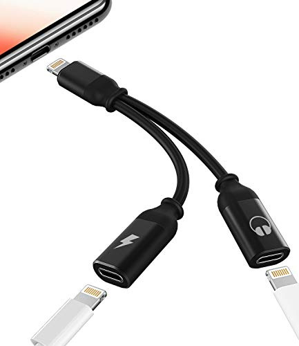 for iPhone Dual Lightning Headphone Adapter Audio Charger Dongle Splitter (2in1) for Apple MFI Certified Charging Jack Adaptador Para AUX Cable Converter for 14 13 12 11 Pro Max X Xr Plus Xs Earphone
