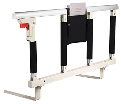 Swociro Barandilla de Cama para Personas Mayores, Plegable de Protección contra Caídas de la Cama Mango de Apoyo con el Bolsillo de Almacenamiento de Red y Espuma Negro (96 x 40 cm)