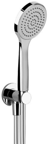 Set doccia Gessi Emporio Via Manzoni, con gomito di collegamento a parete 1/2 e staffa, flessibile 1,50 m e doccia in calce antica, 38723, Colorazione: cromo