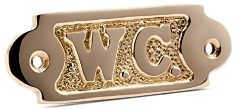 NKlaus Plaque de porte WC en laiton doré 8,5 x 3 cm, 1 pièce | Poids : 55 g - Hauteur : 3 cm - Panneau décoratif