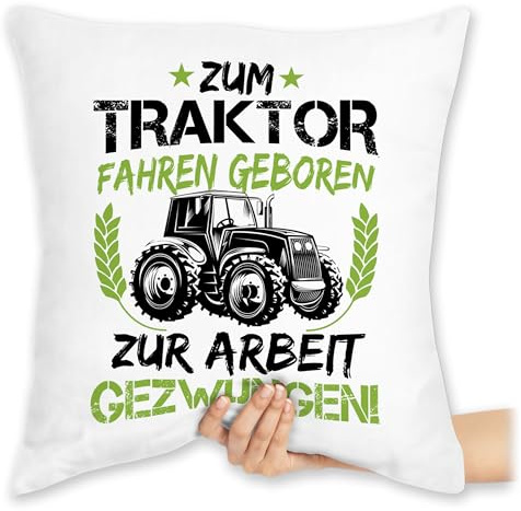 Kissen 40 x 40 cm - Traktoren - Zum Traktor fahren geboren I Traktor Geschenk I Landwirtschaft - 40 x 40 cm - Weiß - landwirt trecker traktorfan treckerfans bauern traktormotiv bauer fahrer