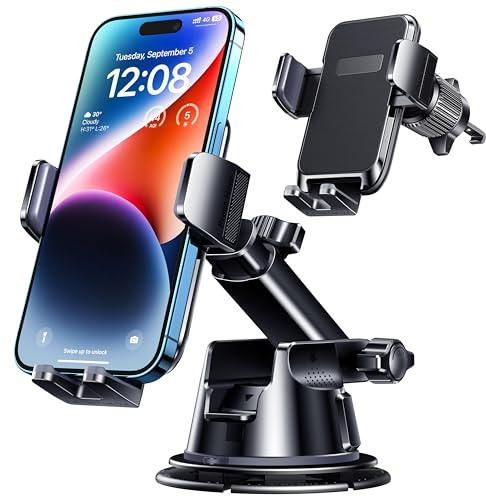 DOLYOFG Car Phone Holder Mount, [Military-Grade Suction & Super Sturdy Base] 3 in 1 Universal Phone Mount for Car Dashboard Windshield Air Vent Dash Pad Car Mount for iPhone Android Smartphone