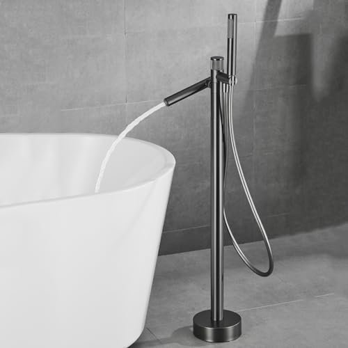 Badewannenarmatur für Freistehende Badewanne Heißes Und Kaltes Einloch Standarmatur Badewanne mit Montage,grau