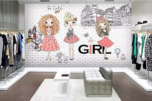 3D Wallpaper Hand Painted City Wallpaper Living Room City Fashion Girl Brick City Portrait Background Wallpape 3D Wallpaper Home Decor Paste Living Room Restaurant Wall For Bedroom Mural-300cm×210cm