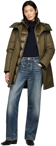 Tommy Hilfiger Parka Mujer Nylon Mix Padded Parka acolchada, Multicolor (Army Green), XS