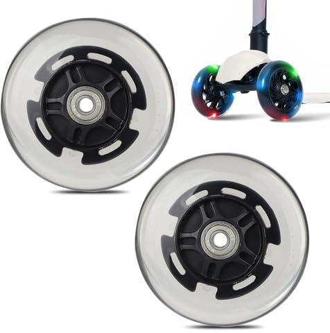Mizikuu 2 Stück LED-Lichtrollen für Stunt-Scooter - 100mm Ersatzräder mit 9-Kugellager