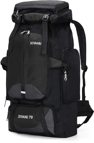 CINGHI LUSSO Hiking Backpack 70L Rucksack for Men Women Large Backpack for Travelling Camping Waterproof Backpack Lightweight Outdoor Bags Travel Back Pack (Black)