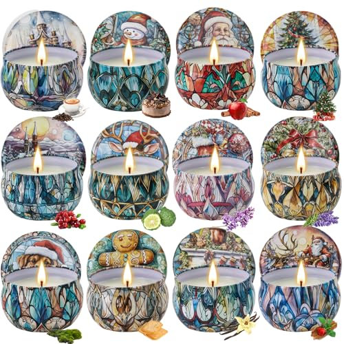 12 Pack Christmas Scented Candles Gifts Set for Women, Candles for Home Scented, 2.5 oz Soy Wax Aromatherapy Candle, Best Gifts for Women Thanksgiving Day Birthday Christmas